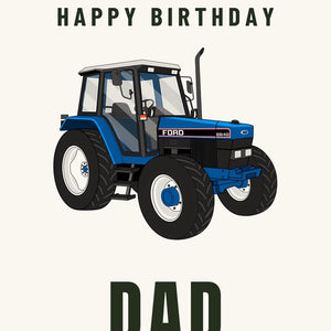 Furrow & Fields Greeting Card Happy Birthday Dad Ford 6640 SE 4WD | Greeting Card Quality Farmers Merch