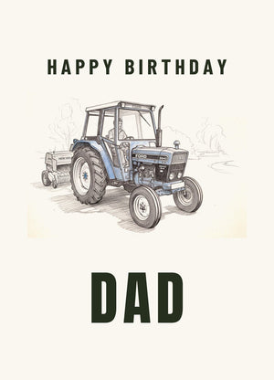 Furrow & Fields Greeting Card Happy Birthday Dad Ford 6640 SLE Pencil Sketch | Greeting Card Quality Farmers Merch