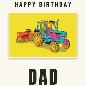 Furrow & Fields Greeting Card Happy Birthday Dad Ford 6640 SLE Pop Art | Greeting Card Quality Farmers Merch
