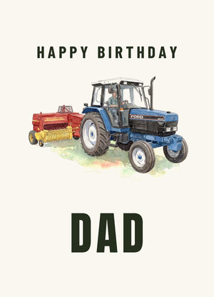Furrow & Fields Greeting Card Happy Birthday Dad Ford 6640 SLE Watercolour | Greeting Card Quality Farmers Merch