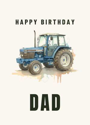 Furrow & Fields Greeting Card Happy Birthday Dad Ford 6640 Watercolour | Greeting Card Quality Farmers Merch