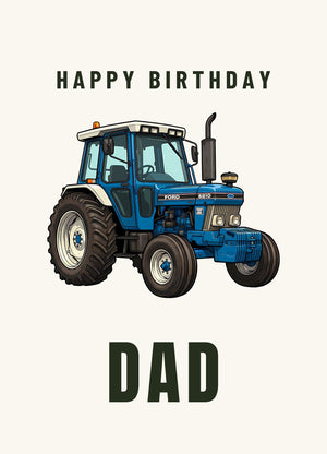 Furrow & Fields Greeting Card Happy Birthday Dad Ford 6810 2WD | Greeting Card Quality Farmers Merch