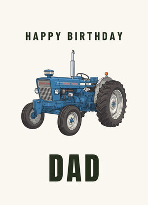 Furrow & Fields Greeting Card Happy Birthday Dad Ford 7000 Cartoon | Greeting Card Quality Farmers Merch