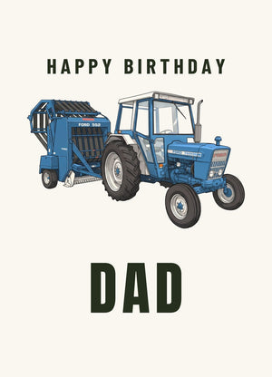 Furrow & Fields Greeting Card Happy Birthday Dad Ford 7600 Cartoon | Greeting Card Quality Farmers Merch