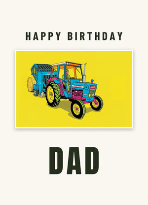 Furrow & Fields Greeting Card Happy Birthday Dad Ford 7600 Pop Art | Greeting Card Quality Farmers Merch