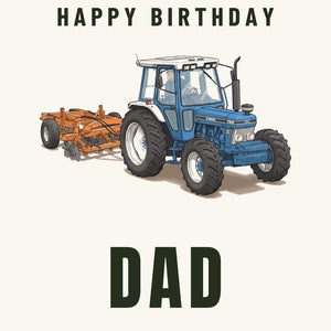 Furrow & Fields Greeting Card Happy Birthday Dad Ford 7810 Generation III | Greeting Card Quality Farmers Merch
