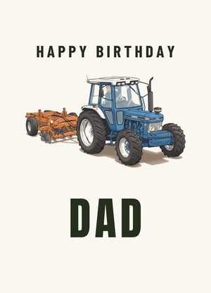 Furrow & Fields Greeting Card Happy Birthday Dad Ford 7810 Generation III | Greeting Card Quality Farmers Merch