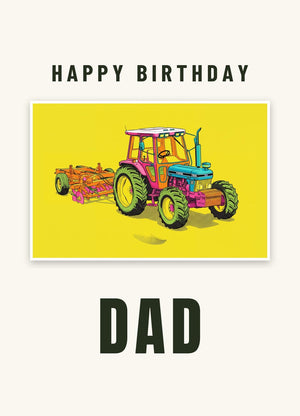 Furrow & Fields Greeting Card Happy Birthday Dad Ford 7810 Generation III Pop Art | Greeting Card Quality Farmers Merch