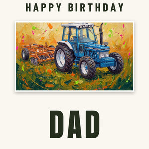 Furrow & Fields Greeting Card Happy Birthday Dad Ford 7810 Generation III Splash Art | Greeting Card Quality Farmers Merch