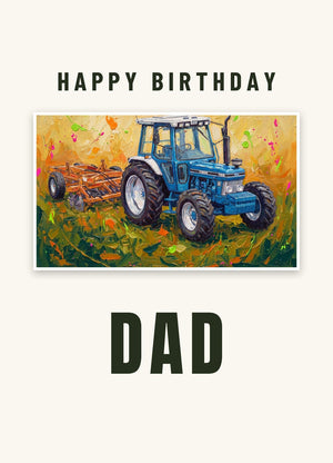 Furrow & Fields Greeting Card Happy Birthday Dad Ford 7810 Generation III Splash Art | Greeting Card Quality Farmers Merch
