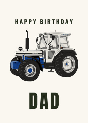 Furrow & Fields Greeting Card Happy Birthday Dad Ford 7810 Jubilee Edition Silver Tractor | Greeting Card Quality Farmers Merch