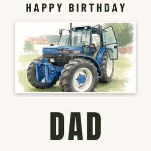 Furrow & Fields Greeting Card Happy Birthday Dad Ford 7840 Watercolour | Greeting Card Quality Farmers Merch