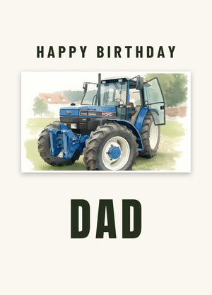 Furrow & Fields Greeting Card Happy Birthday Dad Ford 7840 Watercolour | Greeting Card Quality Farmers Merch
