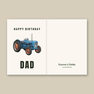 Furrow & Fields Greeting Card Happy Birthday Dad Fordson Dexta Cartoon | Greeting Card Quality Farmers Merch
