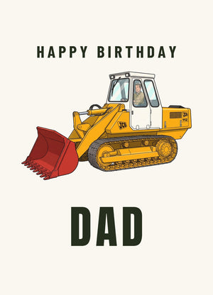 Furrow & Fields Greeting Card Happy Birthday Dad JCB 112 Cartoon | Greeting Card Quality Farmers Merch