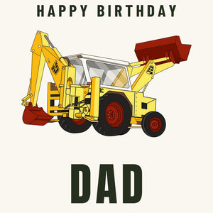 Furrow & Fields Greeting Card Happy Birthday Dad JCB 3C II Backhoe | Greeting Card Quality Farmers Merch