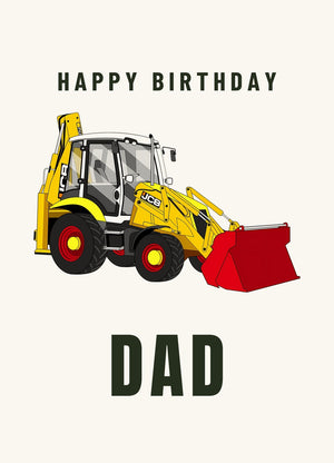 Furrow & Fields Greeting Card Happy Birthday Dad JCB 3CX 70th Anniversary Edition | Greeting Card Quality Farmers Merch