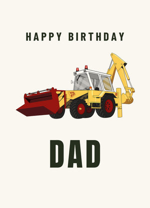 Furrow & Fields Greeting Card Happy Birthday Dad JCB 3D | Greeting Card Quality Farmers Merch
