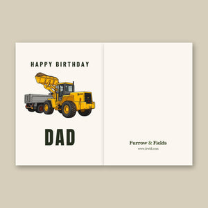 Furrow & Fields Greeting Card Happy Birthday Dad JCB 435 Loader | Greeting Card Quality Farmers Merch