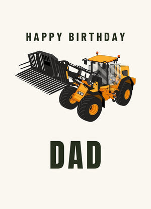 Furrow & Fields Greeting Card Happy Birthday Dad JCB 435 S Farm Master | Greeting Card Quality Farmers Merch