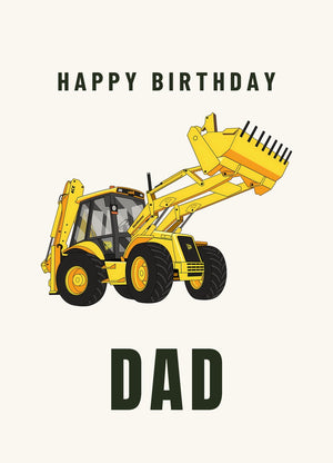 Furrow & Fields Greeting Card Happy Birthday Dad JCB 4CX Project 8 | Greeting Card Quality Farmers Merch