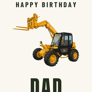 Furrow & Fields Greeting Card Happy Birthday Dad JCB 526 Turbo Loadall | Greeting Card Quality Farmers Merch