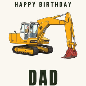Furrow & Fields Greeting Card Happy Birthday Dad JCB 804 Cartoon | Greeting Card Quality Farmers Merch