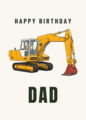 Furrow & Fields Greeting Card Happy Birthday Dad JCB 804 Cartoon | Greeting Card Quality Farmers Merch