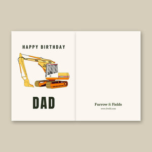 Furrow & Fields Greeting Card Happy Birthday Dad JCB 814 Super | Greeting Card Quality Farmers Merch