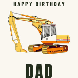 Furrow & Fields Greeting Card Happy Birthday Dad JCB 814 Super | Greeting Card Quality Farmers Merch