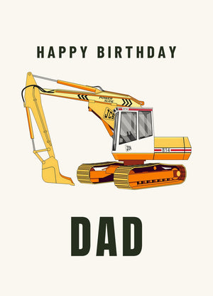Furrow & Fields Greeting Card Happy Birthday Dad JCB 814 Super | Greeting Card Quality Farmers Merch