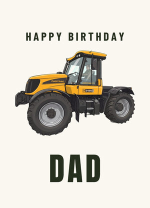 Furrow & Fields Greeting Card Happy Birthday Dad JCB Fastrac 3190 Cartoon | Greeting Card Quality Farmers Merch