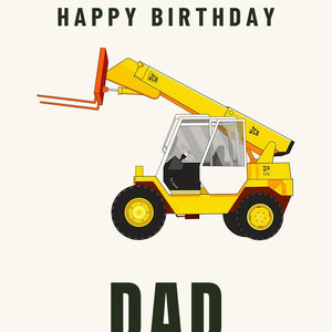 Furrow & Fields Greeting Card Happy Birthday Dad JCB Loadall 520 | Greeting Card Quality Farmers Merch