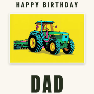 Furrow & Fields Greeting Card Happy Birthday Dad John Deere 4955 Pop Art | Greeting Card Quality Farmers Merch
