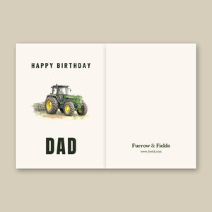 Furrow & Fields Greeting Card Happy Birthday Dad John Deere 4955 Watercolour | Greeting Card Quality Farmers Merch