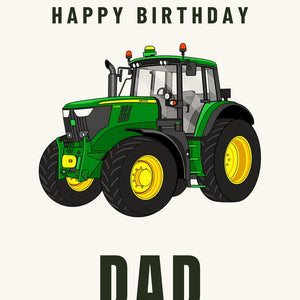 Furrow & Fields Greeting Card Happy Birthday Dad John Deere 6120 M | Greeting Card Quality Farmers Merch