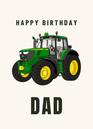 Furrow & Fields Greeting Card Happy Birthday Dad John Deere 6120 M | Greeting Card Quality Farmers Merch