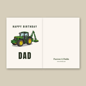 Furrow & Fields Greeting Card Happy Birthday Dad John Deere 6910 with Hedge Cutter | Greeting Card Quality Farmers Merch