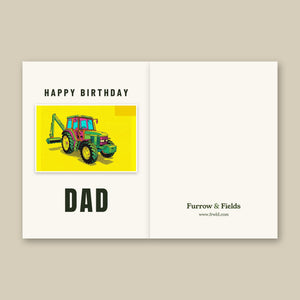 Furrow & Fields Greeting Card Happy Birthday Dad John Deere 6910 with Hedge Cutter Pop Art | Greeting Card Quality Farmers Merch