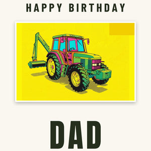 Furrow & Fields Greeting Card Happy Birthday Dad John Deere 6910 with Hedge Cutter Pop Art | Greeting Card Quality Farmers Merch