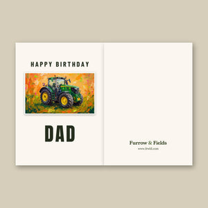 Furrow & Fields Greeting Card Happy Birthday Dad John Deere 6R 250 Splash Art | Greeting Card Quality Farmers Merch