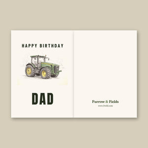 Furrow & Fields Greeting Card Happy Birthday Dad John Deere 8345R Pencil Sketch | Greeting Card Quality Farmers Merch
