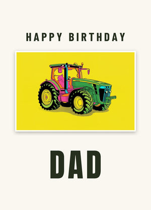 Furrow & Fields Greeting Card Happy Birthday Dad John Deere 8345R Pop Art | Greeting Card Quality Farmers Merch