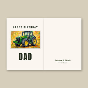 Furrow & Fields Greeting Card Happy Birthday Dad John Deere 8345R Splash Art | Greeting Card Quality Farmers Merch