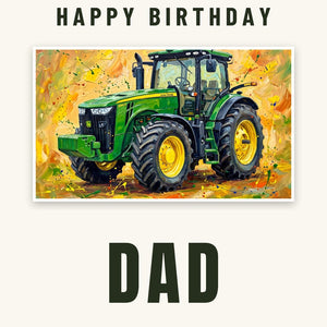 Furrow & Fields Greeting Card Happy Birthday Dad John Deere 8345R Splash Art | Greeting Card Quality Farmers Merch