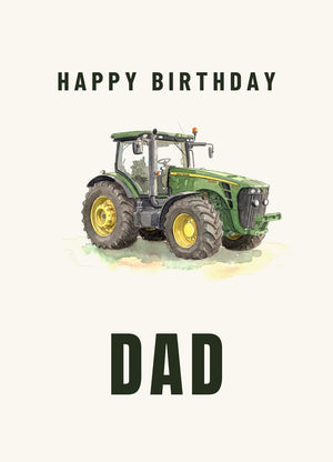 Furrow & Fields Greeting Card Happy Birthday Dad John Deere 8345R Watercolour | Greeting Card Quality Farmers Merch