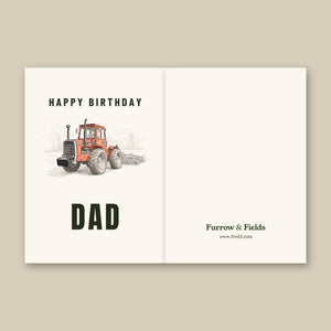 Furrow & Fields Greeting Card Happy Birthday Dad Massey Ferguson 1200 Pencil Sketch | Greeting Card Quality Farmers Merch