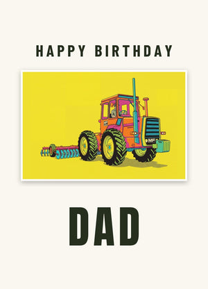 Furrow & Fields Greeting Card Happy Birthday Dad Massey Ferguson 1200 Pop Art | Greeting Card Quality Farmers Merch