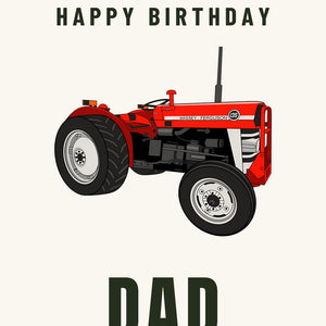 Furrow & Fields Greeting Card Happy Birthday Dad Massey Ferguson 135 | Greeting Card Quality Farmers Merch