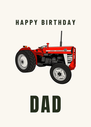 Furrow & Fields Greeting Card Happy Birthday Dad Massey Ferguson 135 | Greeting Card Quality Farmers Merch
